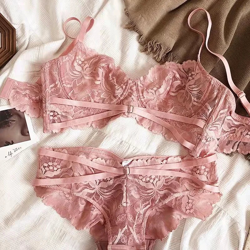 Logirlve Sexy Tоy For Women Bra Set Lingerie Push Up Brassiere Lace Embroidery Underwear Set Ultra-thin Cup Female Lingerie luvshop24