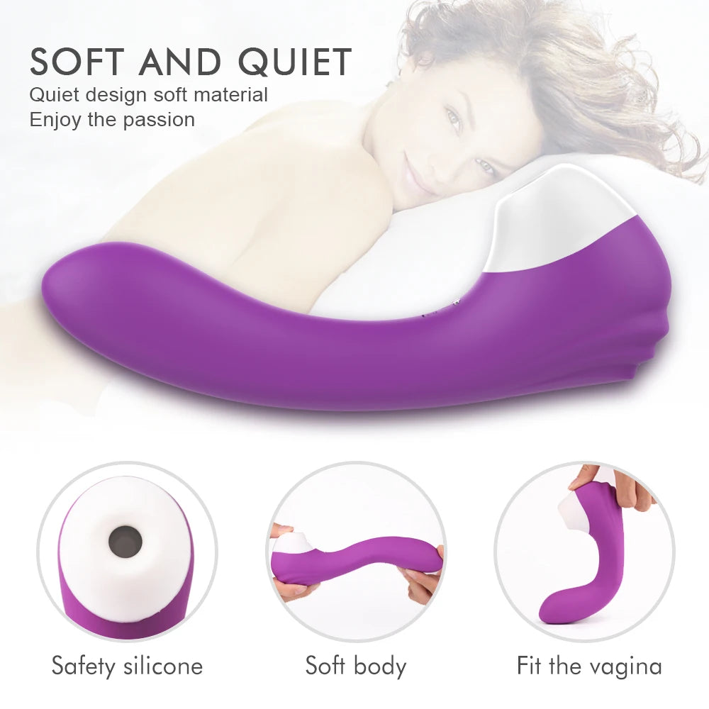 2-in-1 Clitoral Suction Cup G-Spot Vibrator Strong Vibration Dildo Sex Toy Female Dual Stimulation Female Masturbator Waterproof luvshop24