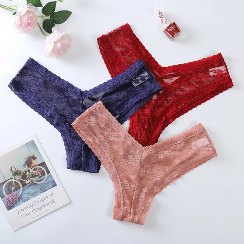 New Panties Women Lace Underwear Sexy Low Rise Briefs Hollow Out G String Underpant Solid Comfortable Female Temptation Lingerie luvshop24