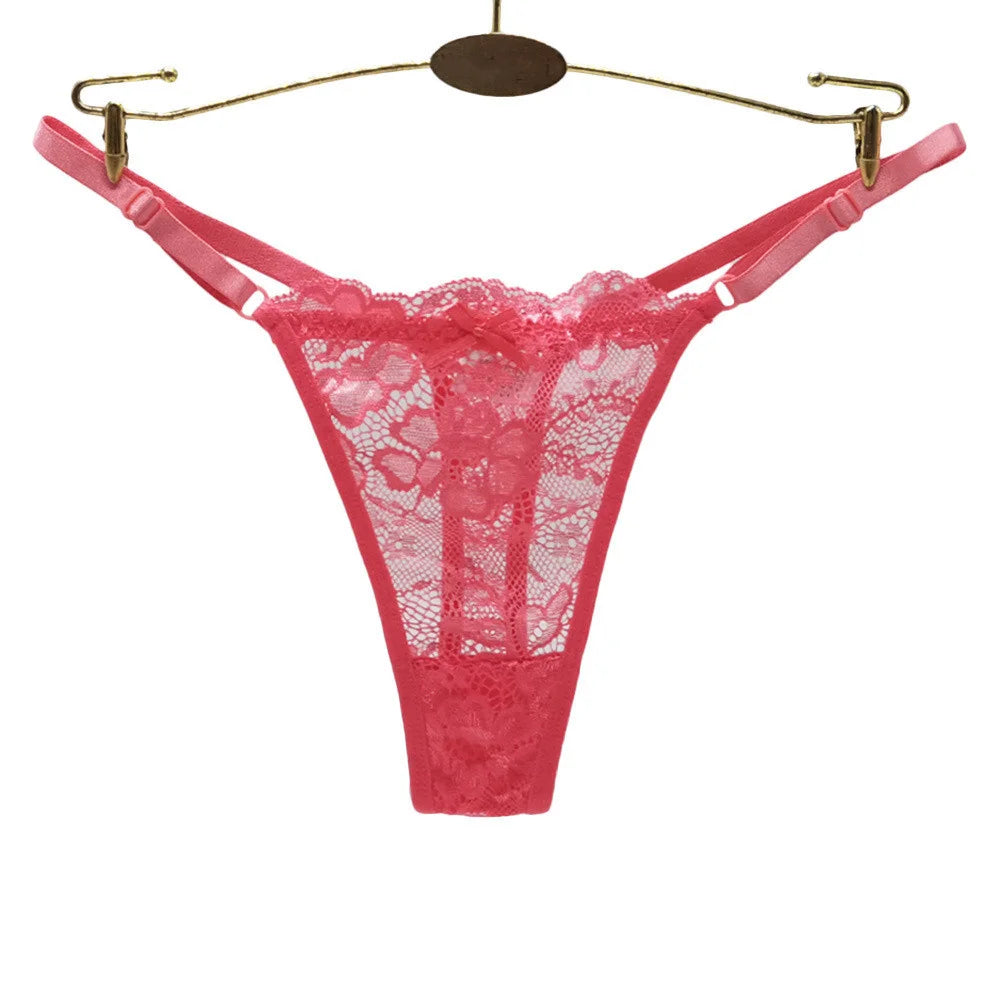 3PCS Adjustable Sexy Transparent Thong Panties Women Lace Underwear Low Waist Female T-back String Underpants luvshop24