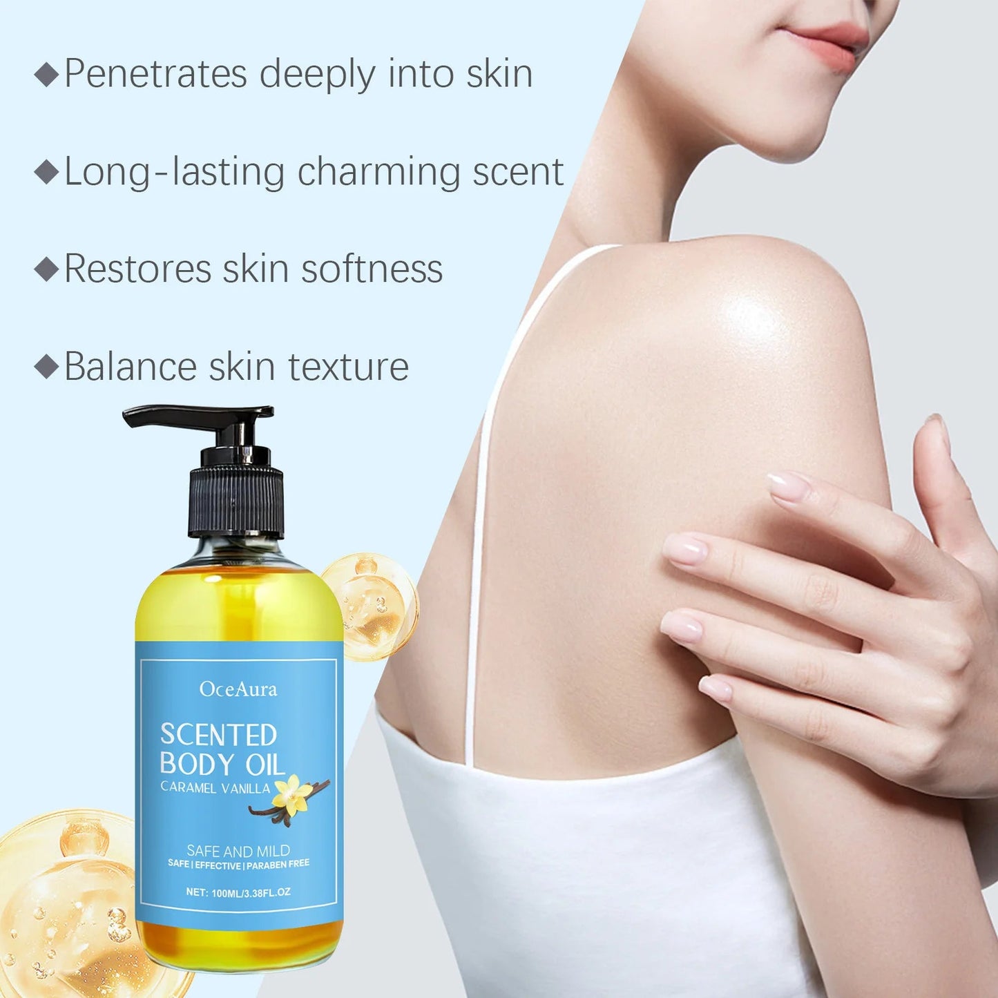 Vanilla Body Massage Oil Improve Moisturizing Relieve Stress Strengthen Nourishing Muscle Relaxing Body SPA Plant Essential Oils luvshop24