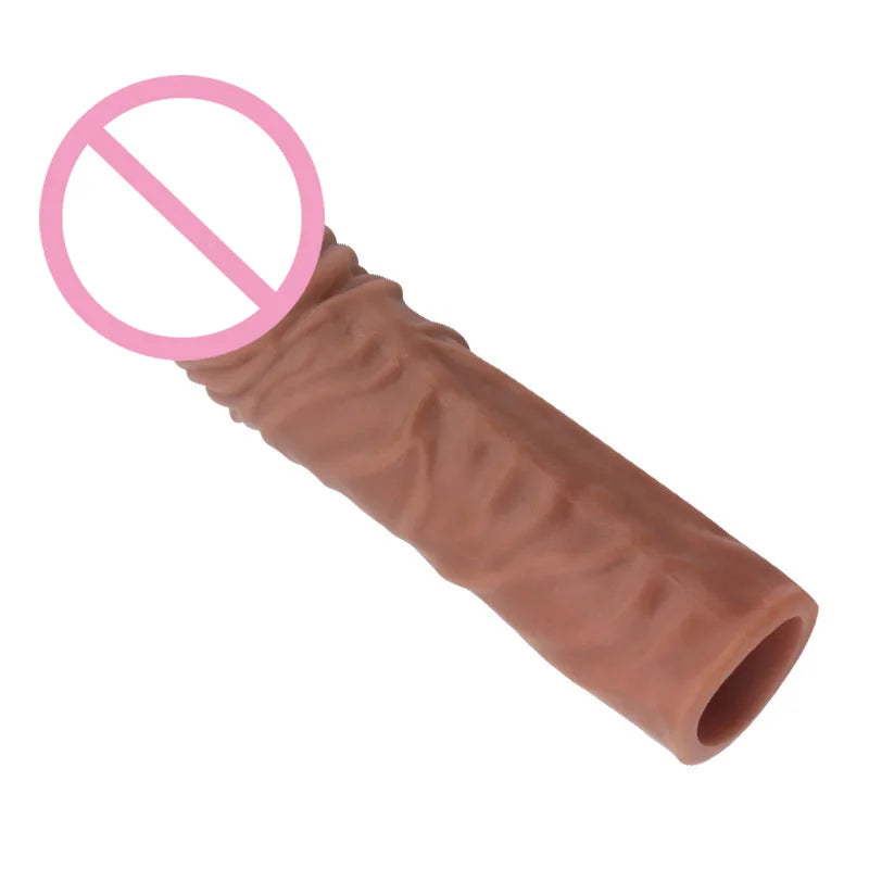 Silicone Cock Ring Soft Realistic Penis Sleeve Extender Condom Penis Ring Delayed Ejaculation Dick Cover Case Cock Header luvshop24