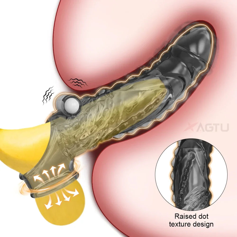 Reusable Penis Extender Silicone Condom Dildo Sleeve Glans Delay Ejaculation Cockring Adult Sex Toys Vibrator For Men Couples luvshop24