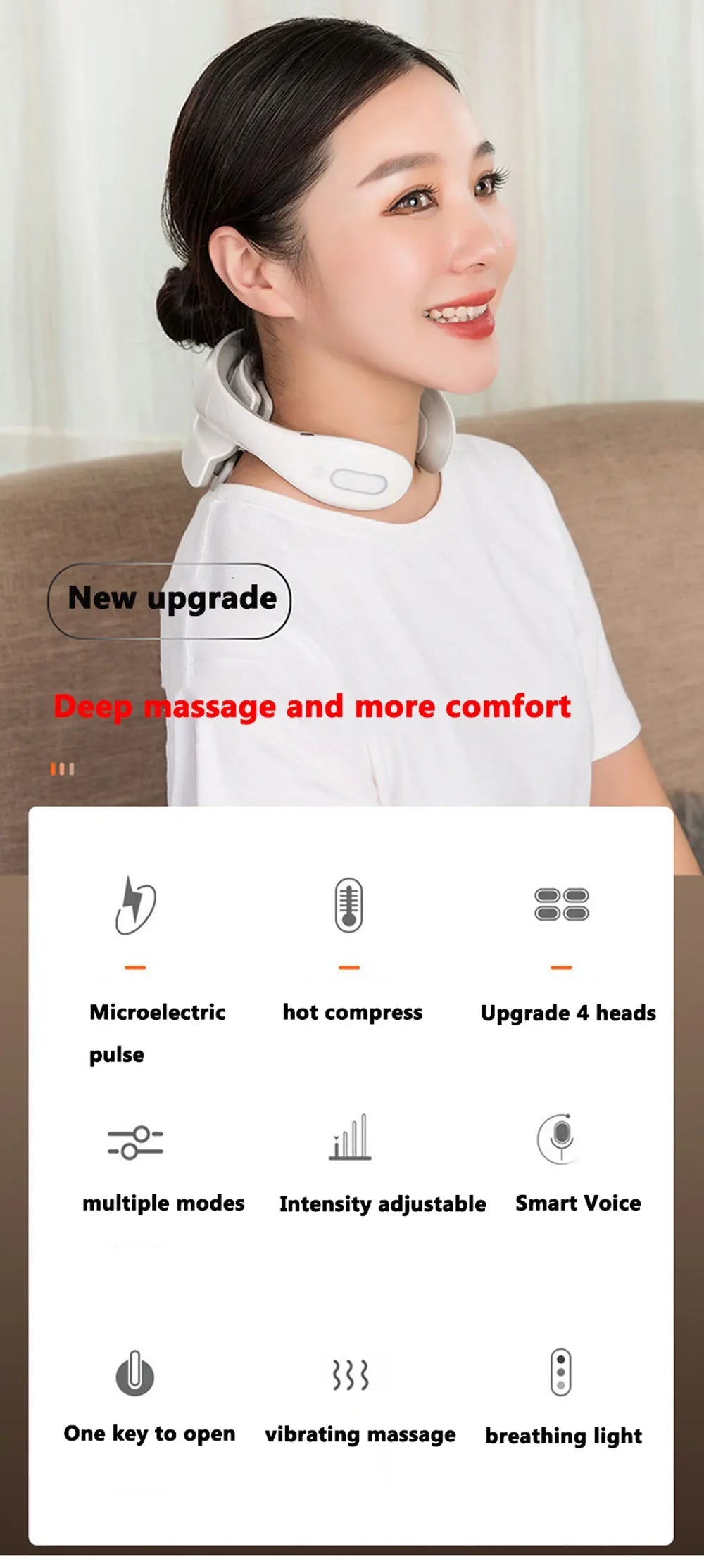 Smart Neck Massage Instrument Portable Shoulder Neck Massage Cervical Vertebra Health Care Vibrator Heating Compress Massage luvshop24