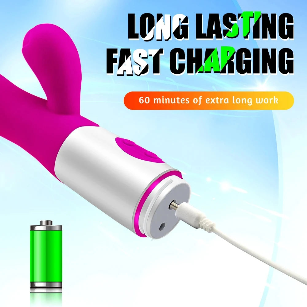 Powerful Rabbit Vibrator Dildo Dual Vibration G Spot Clitoris Stimulation Masturbators Vaginal Massager Adult For Women Sex Toys luvshop24