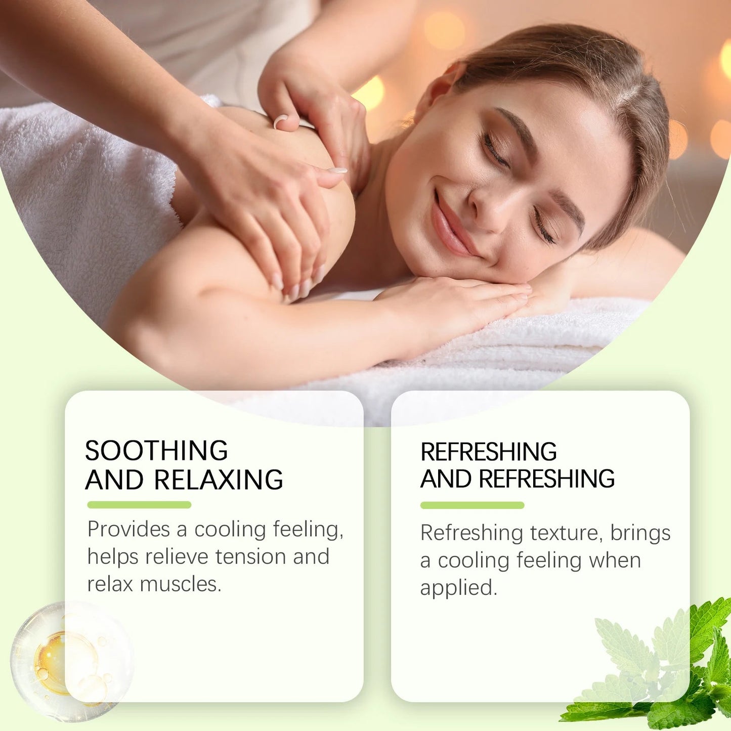Peppermint Body Massage Oil - Cooling Moisturizing Formula For Skin Care, Lightweight Fast-Absorbing Essential Oil Blend luvshop24