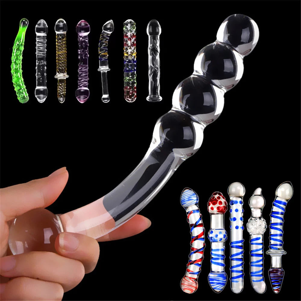Pyrex Glass Dildo 195x33mm Fake Penis Crystal Anal Beads Butt Plug Prostate Massager G Spot Female Masturbation Toys luvshop24