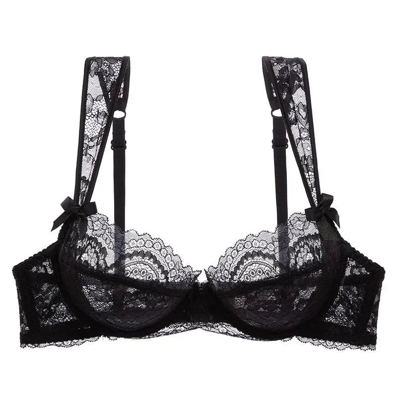 Lace Sexy Bra Women Thin See Through Lingerie Bow Embroidery Intimates Lingerie Female Daily Underwear luvshop24