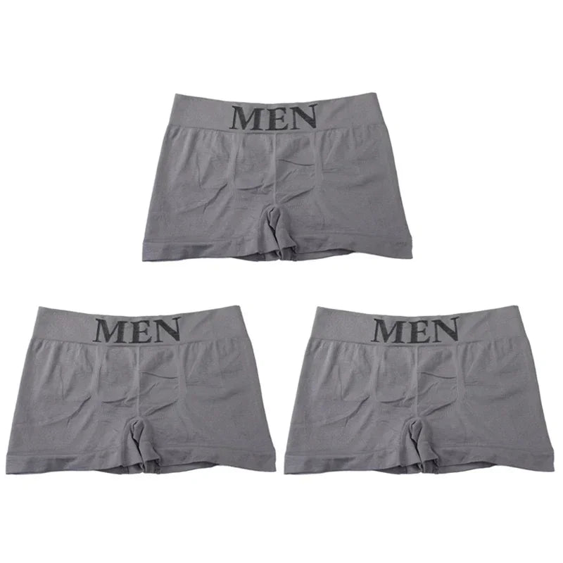 3 Pcs Men's Panties Underwear Boxers Breathable Man Boxer Solid Underpants Comfortable Male Brand Shorts Black Blue Underwear luvshop24