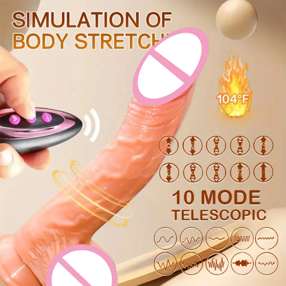 Realistic Dildo Telescopic Vibrator Penis Double Penetration Anal Vagina Masturbation Fake Dick Sex Machine Sex Toys for Women luvshop24