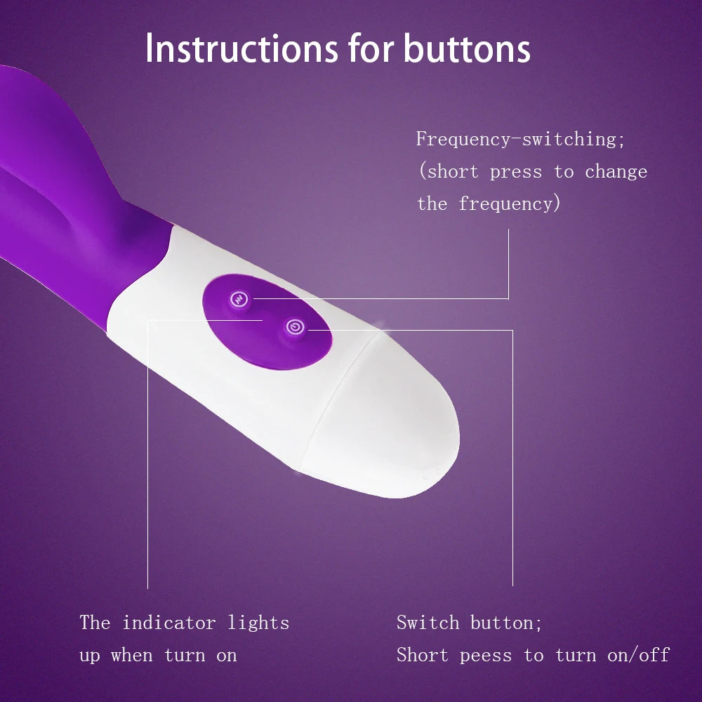 Rechargeable Dildo Rabbit Vibrator Dual Vibration G Spot Vagina Massager AV Stick Clitoris Sex Toys for Women Female Masturbator luvshop24