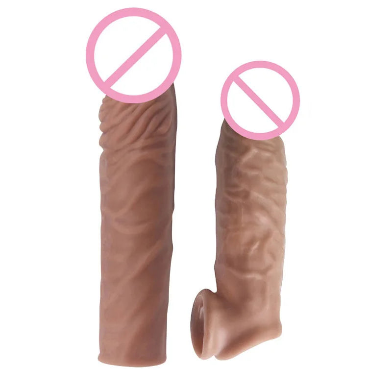 Silicone Cock Ring Soft Realistic Penis Sleeve Extender Condom Penis Ring Delayed Ejaculation Dick Cover Case Cock Header luvshop24
