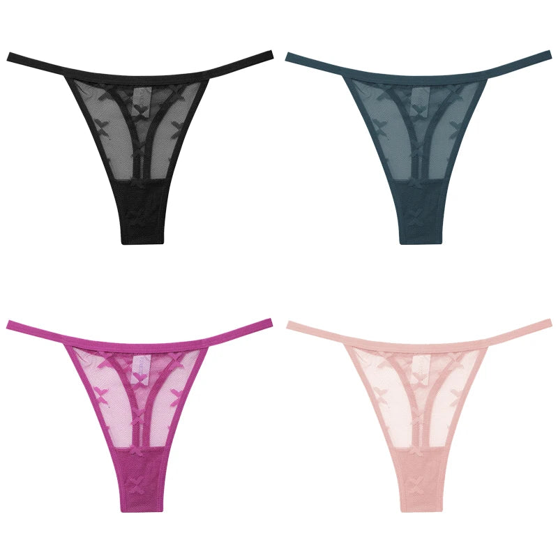 4Pcs Lace Bikini Panties Women Sexy Thongs Lace G-string Underpants S-XL Ladies Comfortable T-Back Underwear Sexy Lingerie 2022 luvshop24