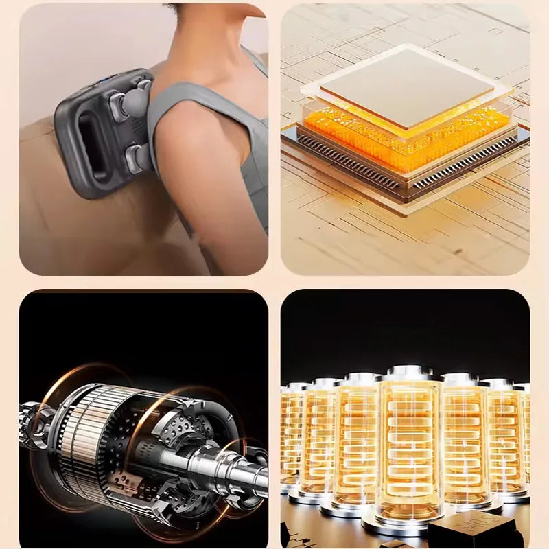 Handheld wireless muscle massager, back, leg, neck relaxation massager Multi-functional 4-head massage tool luvshop24