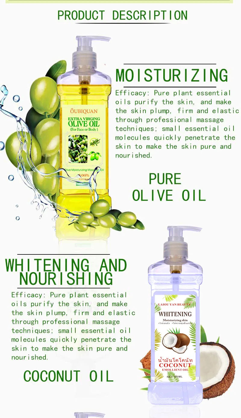 500ML Facial Body Massage Essential Oil Moisturizing Vegetable Oil Open Back Scraping Massage Essential Oil BB oil luvshop24