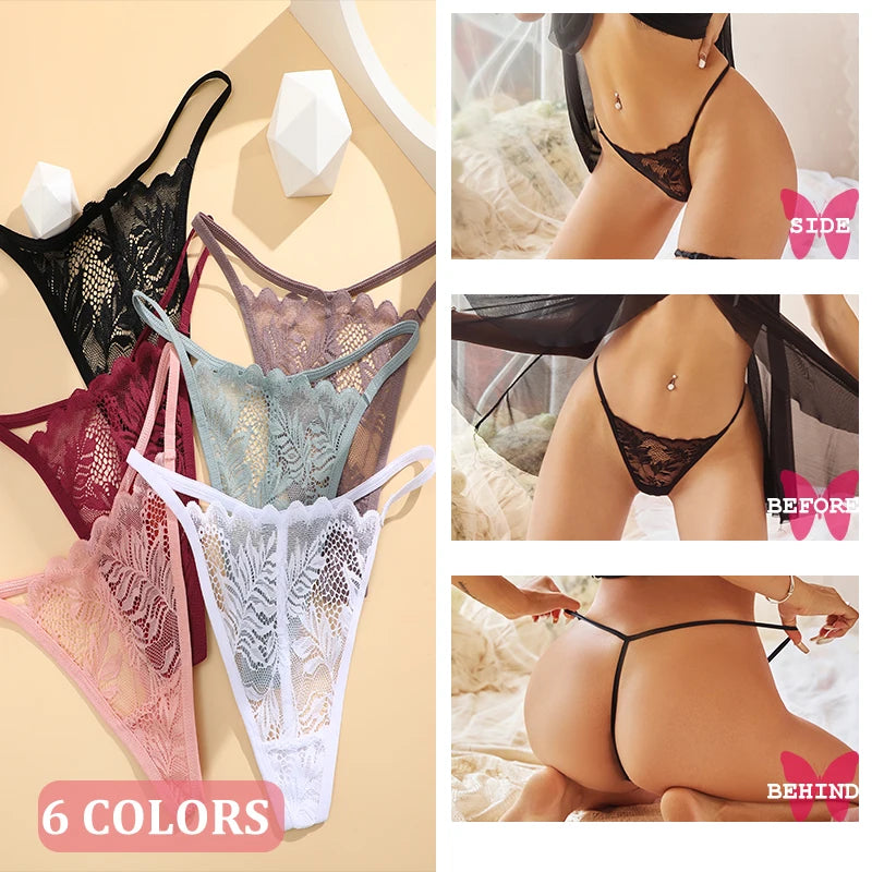 3Pcs Lace Thong For Women Low Rise Soft Intimates Lingerie Sexy Panties 6 Solid Color Ladies Comfortable Underpants Girls Panty luvshop24