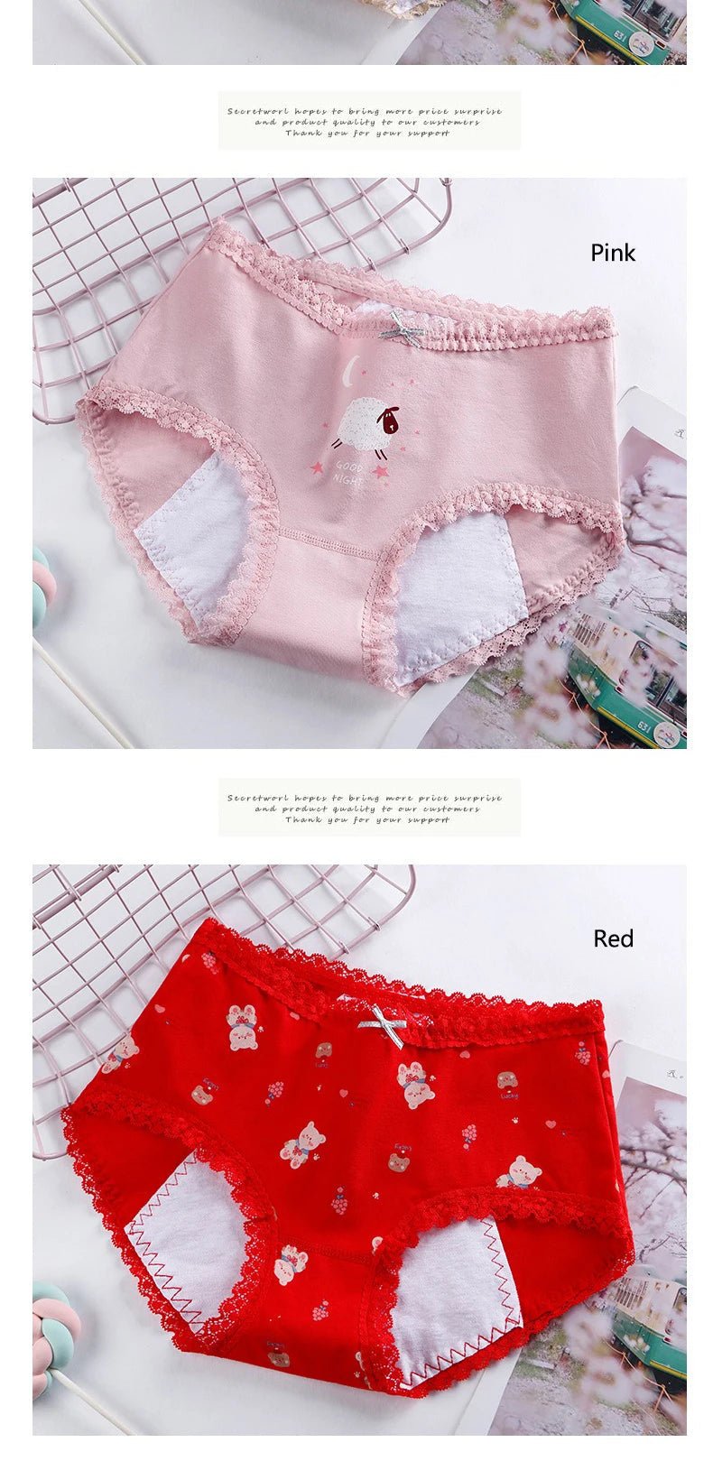 1pc Girls Period Underwear Mid-Rise Cartoon Cotton 3-Layer Leak-proof Incontinence Panties Absorbent Teen Menstrual Briefs S-XL luvshop24