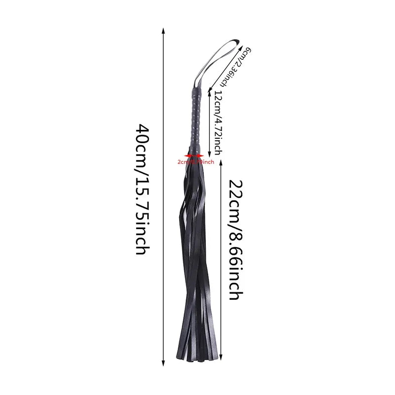 High Quality Pu Leather Pimp Whip Racing Riding Crop Party Flogger Hand Cuffs Queen Black Horse Riding Whip Sports Horsewhip luvshop24