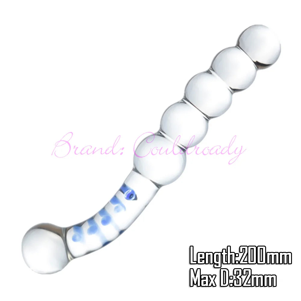 Pyrex Glass Dildo 195x33mm Fake Penis Crystal Anal Beads Butt Plug Prostate Massager G Spot Female Masturbation Toys luvshop24