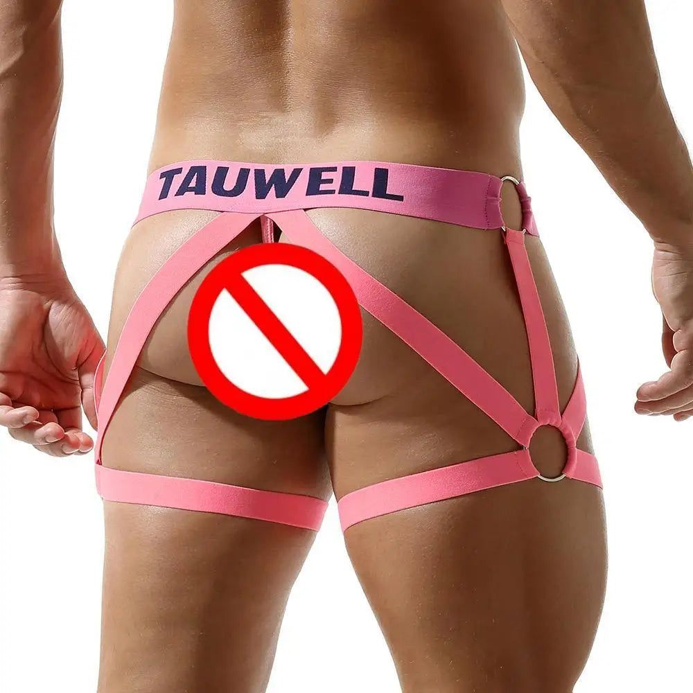 TAUWELL Mens Sexy Underwear Jockstrap Thong Bondage Lingerie Lowrise Briefs Leg Belt Thongs G-string Male Panties Gay Underpants luvshop24