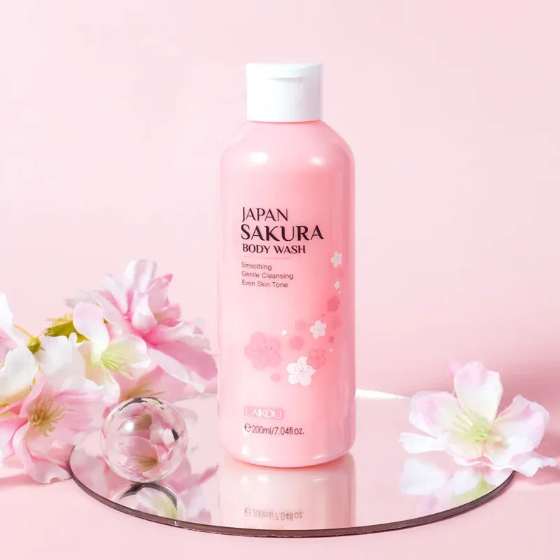 LAIKOU Sakura Shower Gel Long Moisturizing Smooth Long Lasting Fragrance Gentle Foam Body Cleansing Bath Product 200ml luvshop24