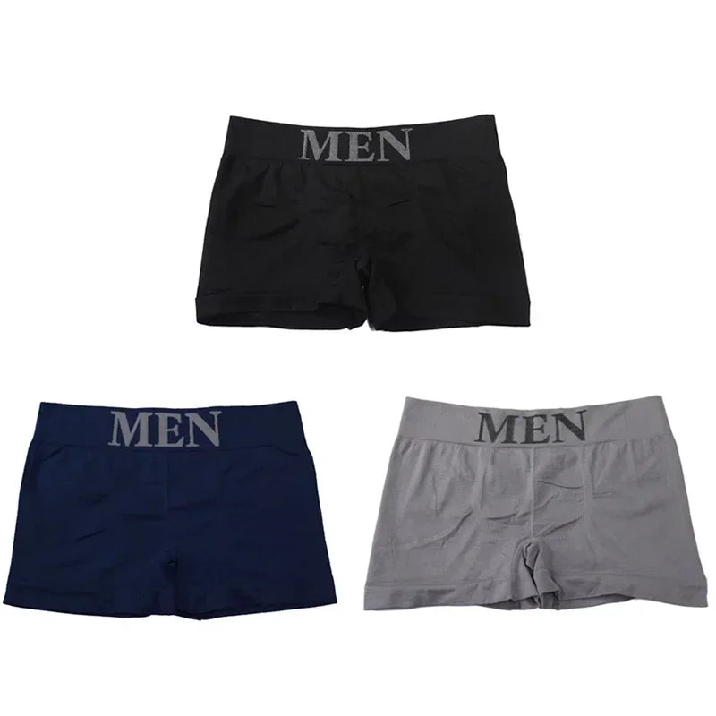3 Pcs Men's Panties Underwear Boxers Breathable Man Boxer Solid Underpants Comfortable Male Brand Shorts Black Blue Underwear luvshop24