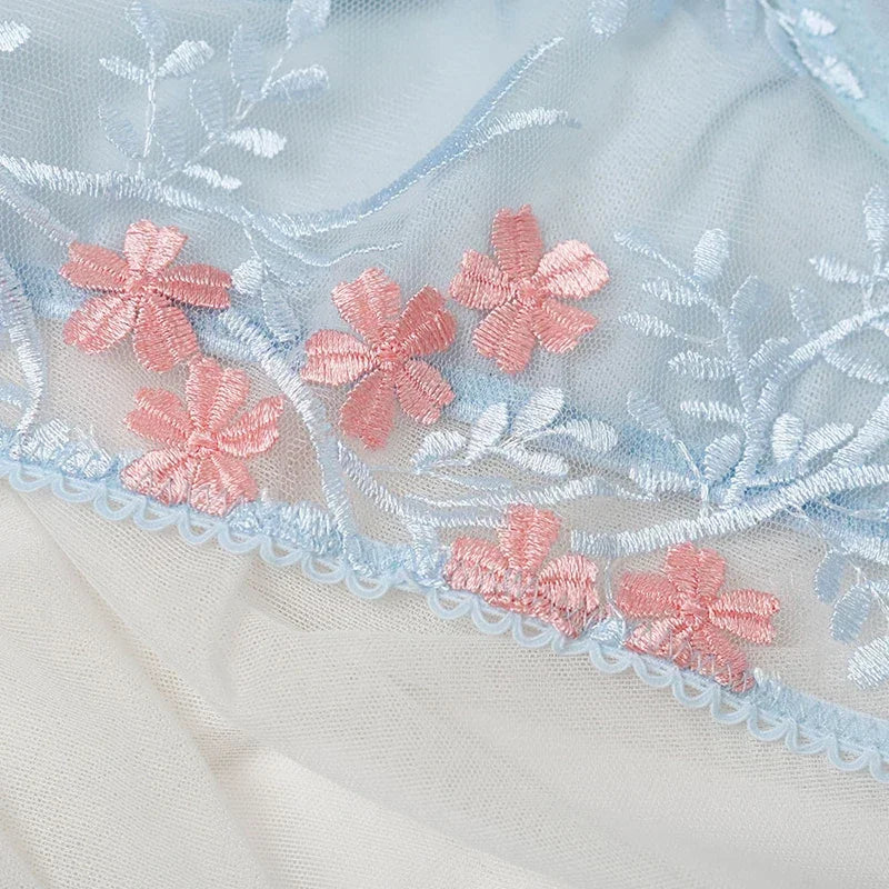 Lace Floral Embroidery See Through Bra and Panties Set for Women Underwear Sexy Lingerie Female 2 Pieces Bra Brief Sets luvshop24