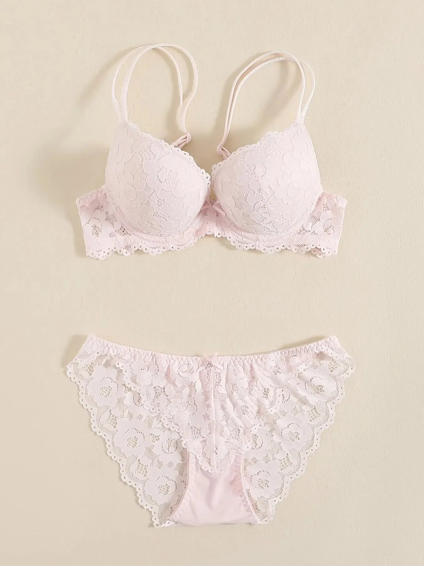 1 Set Elegant Erotic Lace Embroidery Breathable Fabric Lingeries : Push-Up Bra, Low Waist Sheer Panty - Ultimate Valentine's Day luvshop24