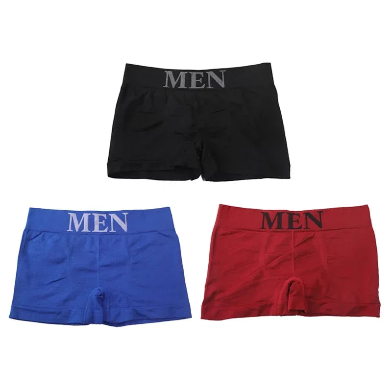 3 Pcs Men's Panties Underwear Boxers Breathable Man Boxer Solid Underpants Comfortable Male Brand Shorts Black Blue Underwear luvshop24