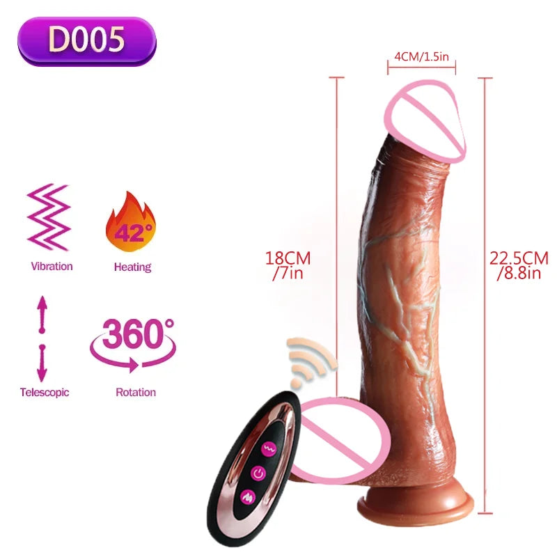 Adult Dildo Heated Vibrator Realistic Telescopic Vibrating Penis Vagina Masturbation Sex Toys For Women Penetration Anal Plug luvshop24