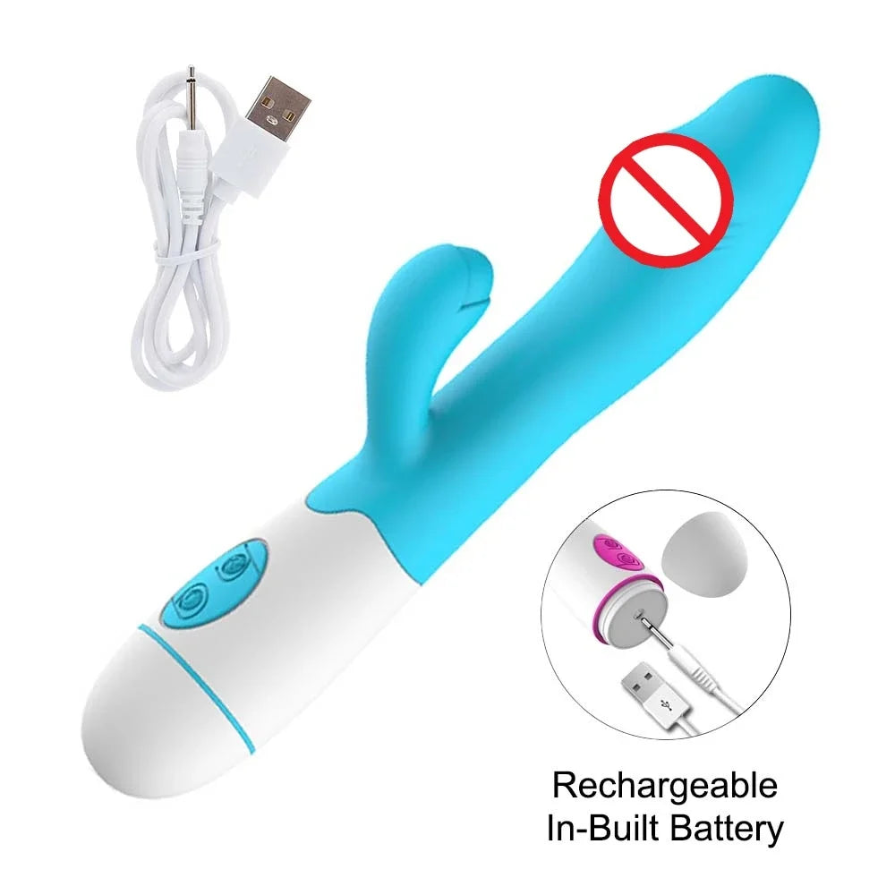 Powerful Rabbit Vibrator Dildo Dual Vibration G Spot Clitoris Stimulation Masturbators Vaginal Massager Adult For Women Sex Toys luvshop24