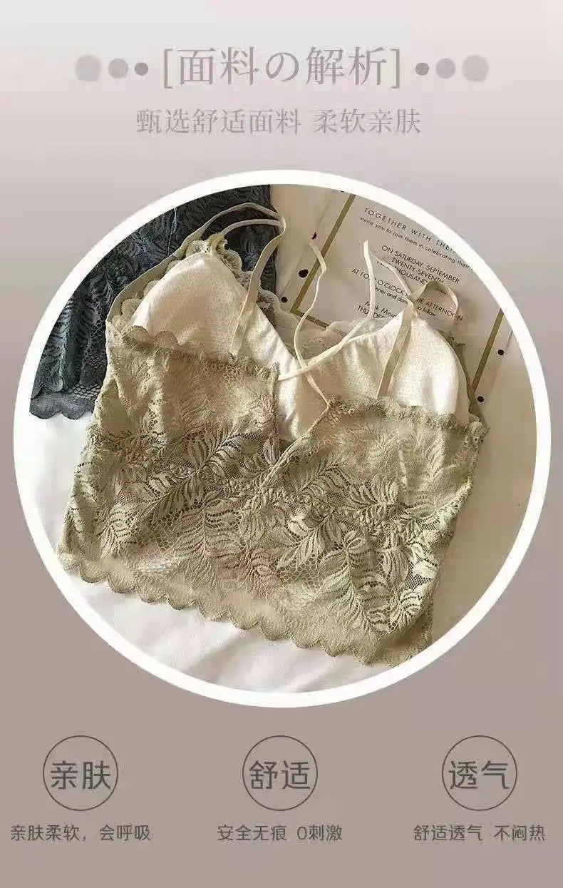 Lace Bra Women Tops Floral Lace Tanks Top Sexy Lingerie Bralette Wirefree Underwear Adjust Strap Removable Pads Camisoles luvshop24