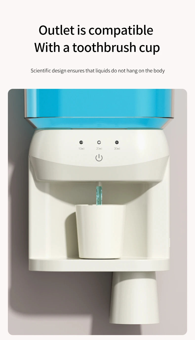1Pcs Mouthwash Container, Automatic Sensor Mouthwash Machine, No Punching Smart Oral Cleaning, Wall-Mounted Mouthwash Rack, USB Charging with 2 Mouthwash Cups luvshop24