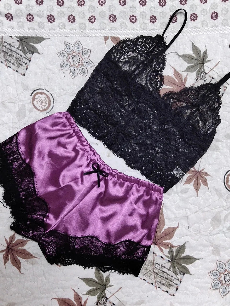 Lace Sleepwear Set for Women Sexy Transparent Sleeveless Tops Silk Shorts Pajamas Nightwear S-3XL Female Lingerie Sleep Wears luvshop24