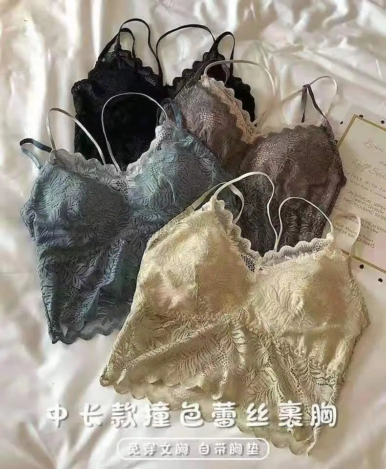 Lace Bra Women Tops Floral Lace Tanks Top Sexy Lingerie Bralette Wirefree Underwear Adjust Strap Removable Pads Camisoles luvshop24