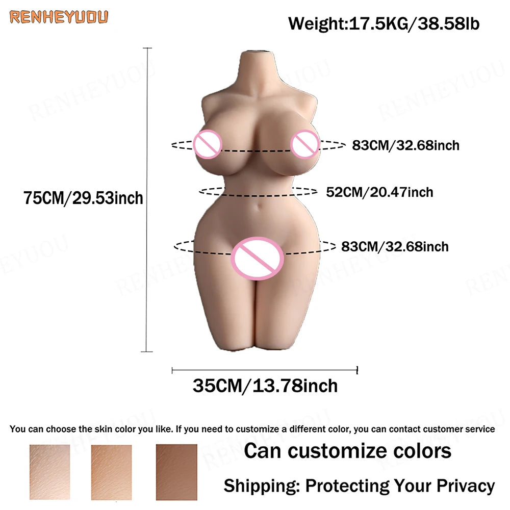 RENHEYUOU-16KG fierce male sex doll gay male TPE realistic large phallus with abs female masturbation Adult Torso sex dolls 18+ luvshop24