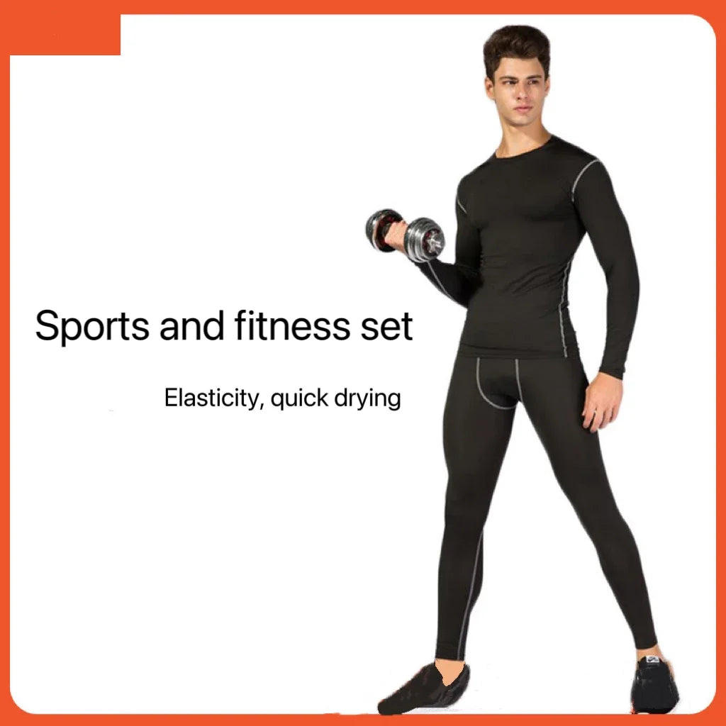 1pcs Men Long-sleeved Thermal Underwear Male Tight Fitting Fast Dry Elastic Fitness Suit Set Man Autumn Winter Sprots Wear luvshop24