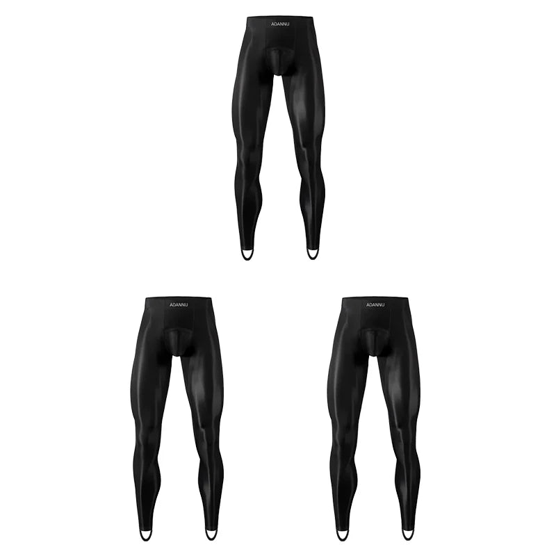 1/2/3PCS Men's Leggings Underwea Thin Sexy Transparent Ice Silk High Stretch Foot Anti Slip Pants Fitness Bottoms Pants AD776 luvshop24