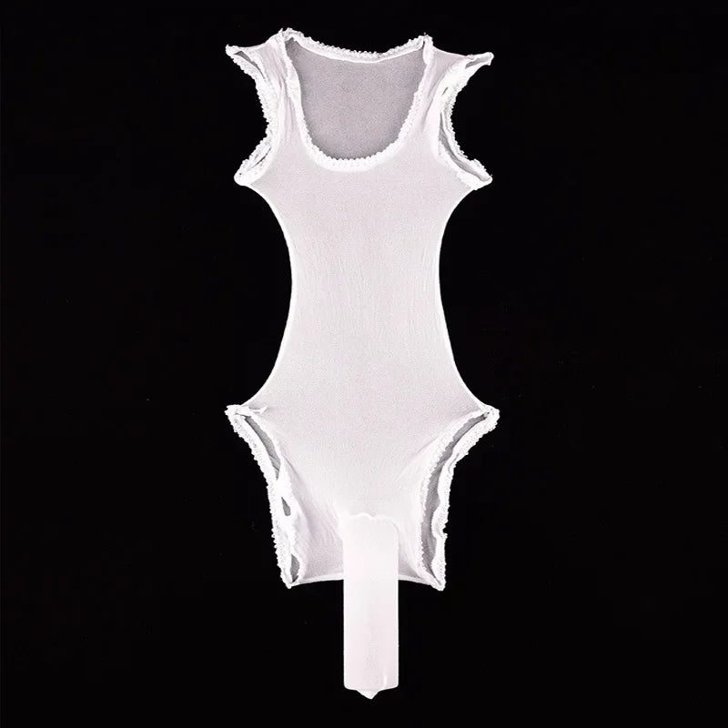 Men's Sexy Sheer Stocking Bodysuit Sissy Leotard Penis Sheath Cover Bodystocking Gay Erotic Underwear Lingerie for Adult Toys luvshop24