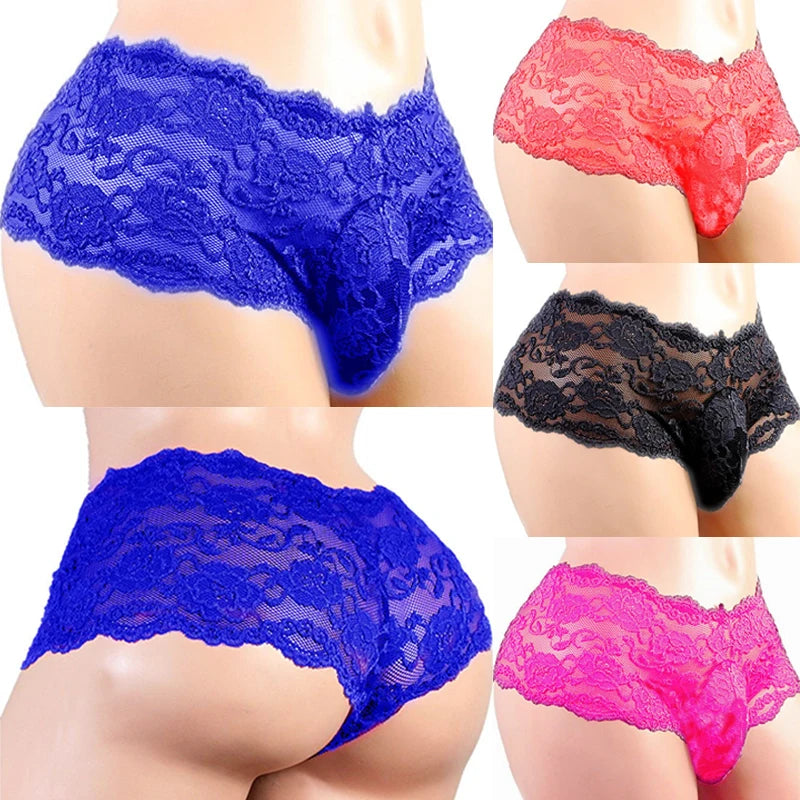 Men's Underwear Sexy Lingerie Sexy Panties Plus Siz Lace Sissy Male Breathable Jockstrap Briefs G-String Thongs Porno Underpants luvshop24