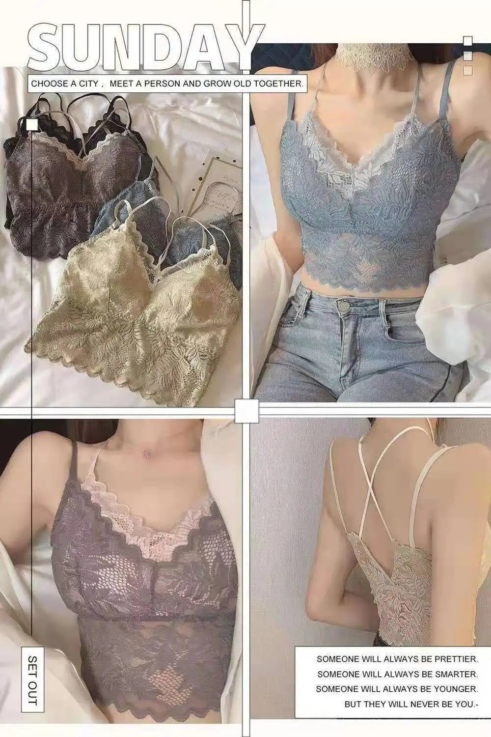 Lace Bra Women Tops Floral Lace Tanks Top Sexy Lingerie Bralette Wirefree Underwear Adjust Strap Removable Pads Camisoles luvshop24