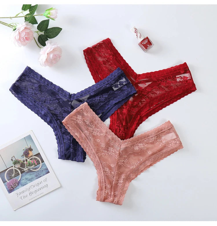 New Panties Women Lace Underwear Sexy Low Rise Briefs Hollow Out G String Underpant Solid Comfortable Female Temptation Lingerie luvshop24