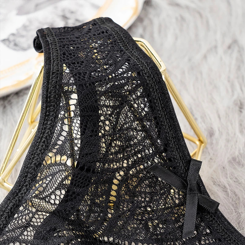 3PCS Low Waist Sexy Lace Panties Hollow Out G-Strings Female Solid Color Thongs Underwear Women Sexy Underpants Intimates luvshop24