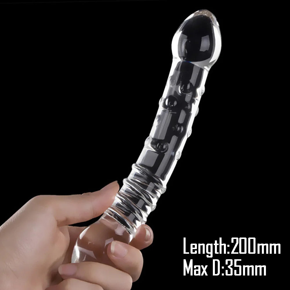 Pyrex Glass Dildo 195x33mm Fake Penis Crystal Anal Beads Butt Plug Prostate Massager G Spot Female Masturbation Toys luvshop24