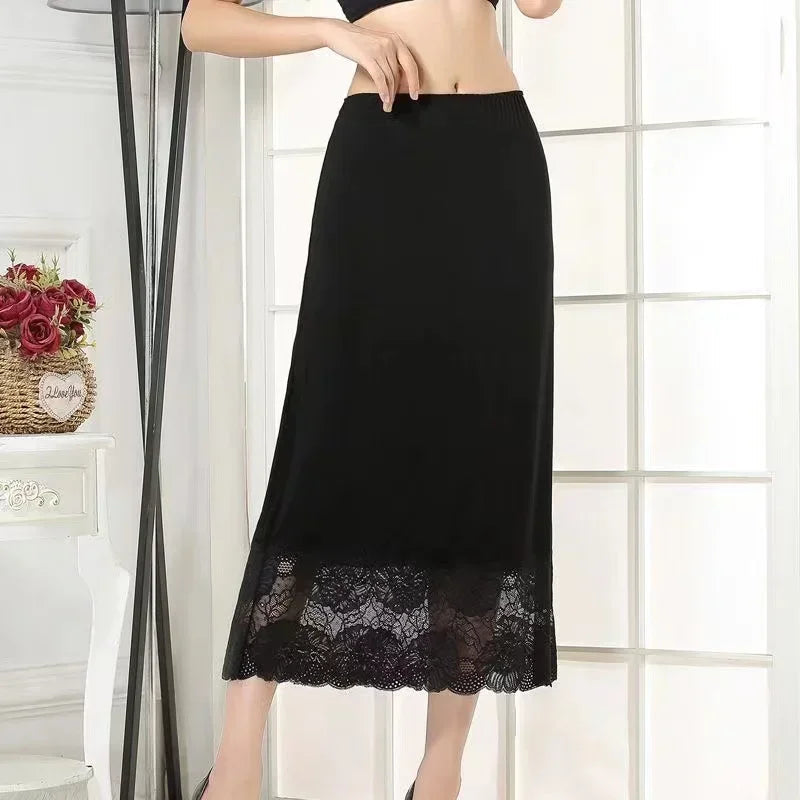 3 Lengths Basic Underskirt Modal Female Half Length Skirt Lace Slip Innerwear Short Skirt Women Half Slip Dress Petticoat luvshop24