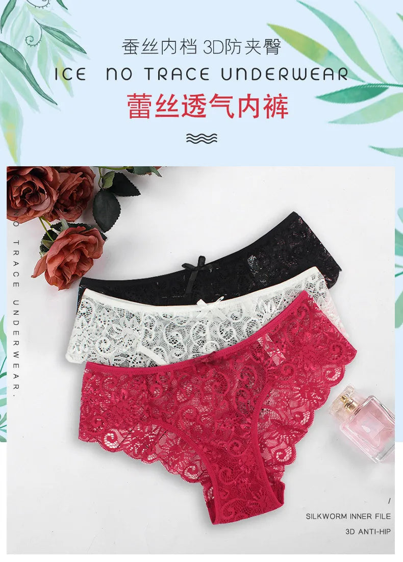 Lace Women Underwear Seamless Ultra Thin Underwear for Female Breathable High Waist Solid Color Panties Трусы Женские Кружевные luvshop24