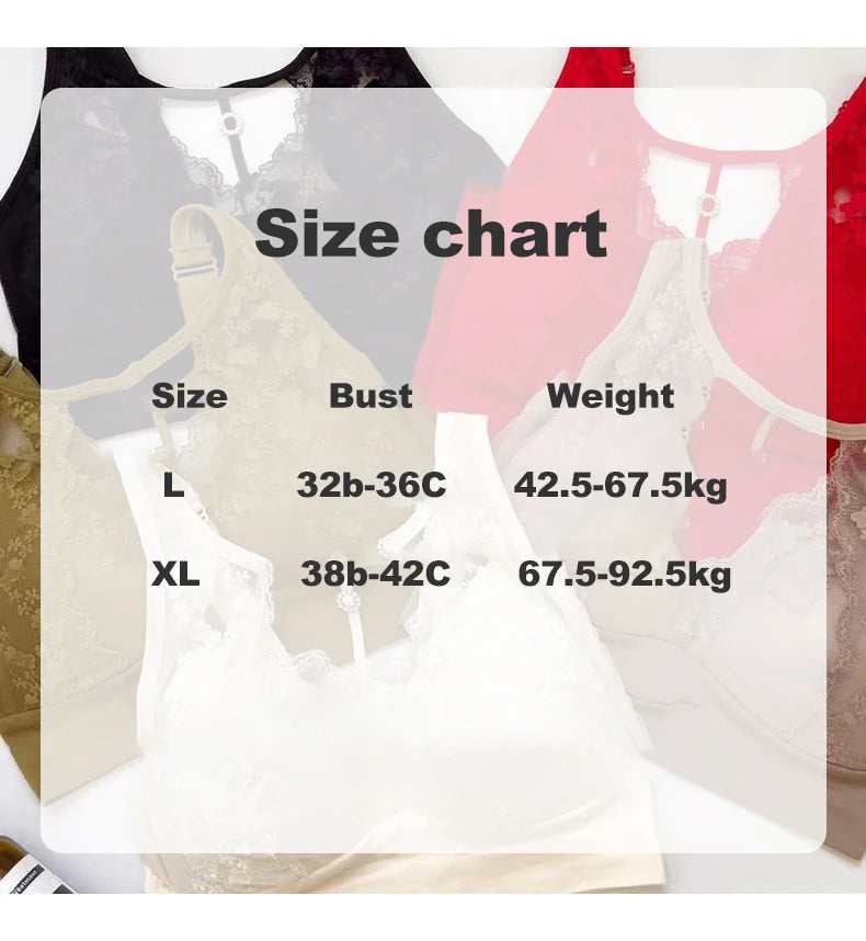 1pcs Lace Sexy Bra No Steel Ring Comfortable Full Cup Large Size Bra Vest Bra One Gather Anti Sagging Underwear luvshop24