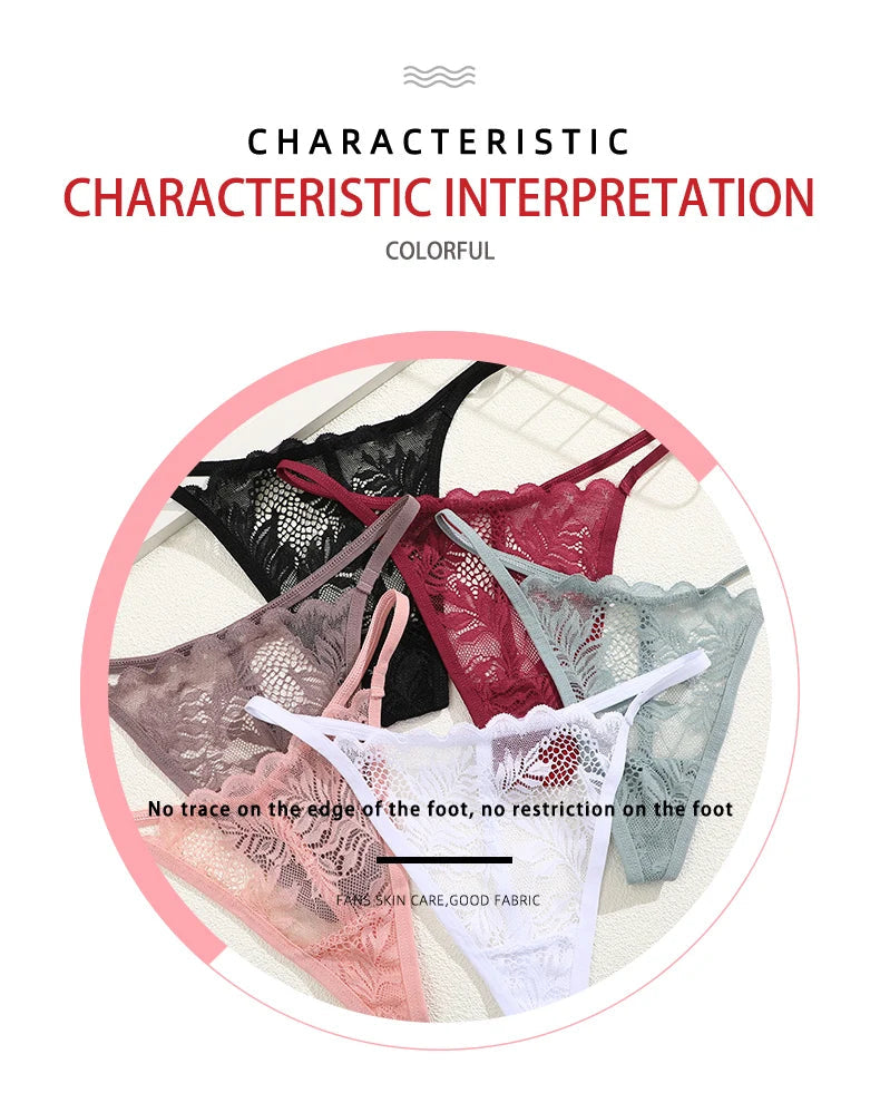3Pcs Lace Thong For Women Low Rise Soft Intimates Lingerie Sexy Panties 6 Solid Color Ladies Comfortable Underpants Girls Panty luvshop24