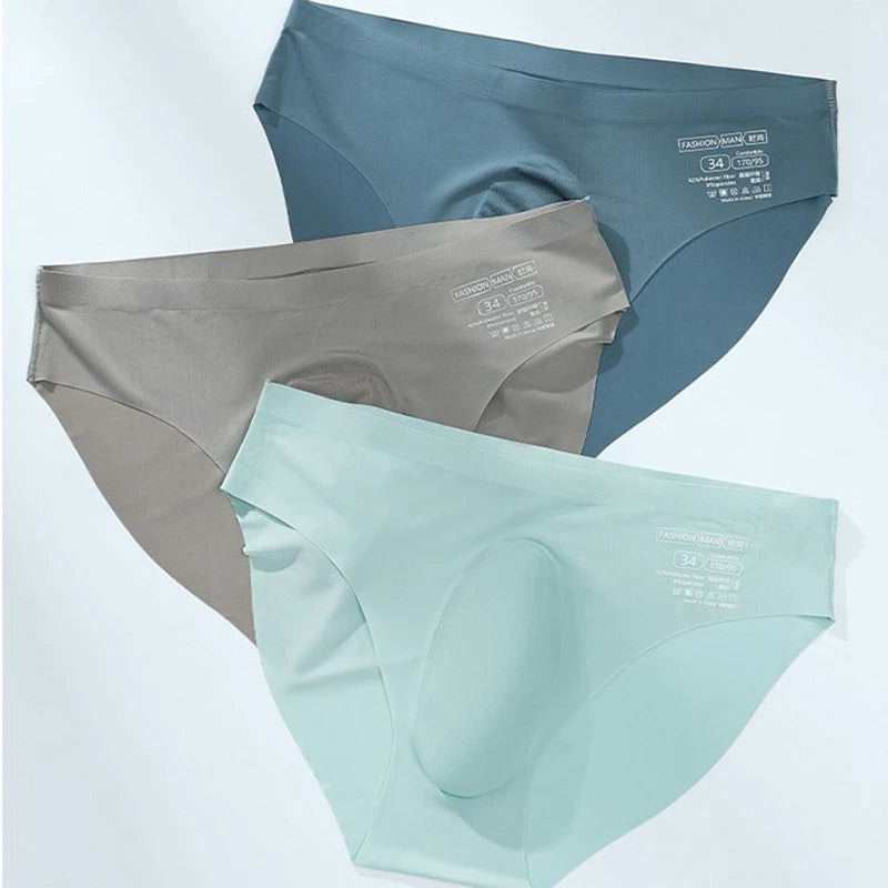 Men's Ice Silk Seamless Briefs Summer New Ultra-thin Transparent Sexy Quick-drying Trendy Breathable Underwear Panties luvshop24