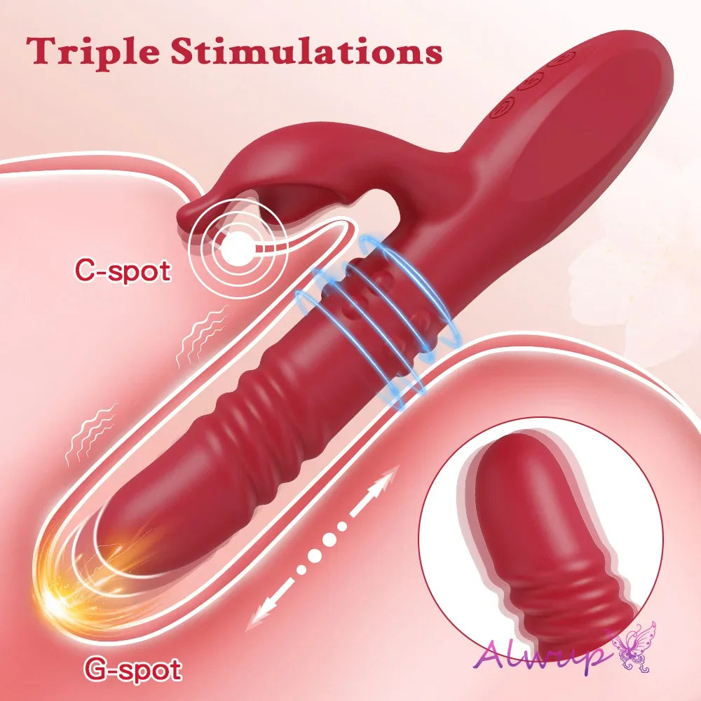 Rabbit Vibrator For Women Powerful G Spot Telescopic Rotating Clitoris Vagina Stimulator Female Masturbator For Adult Sexy Toys luvshop24